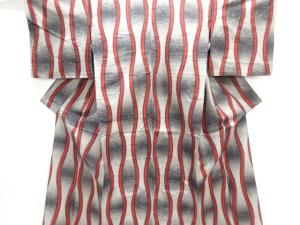 大正ロマン　立涌模様織出し銘仙単衣着物